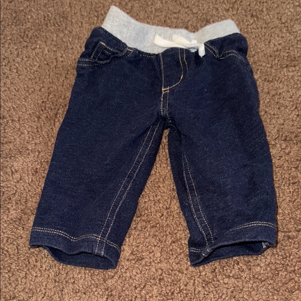 Carter's Blue and Gray Jeans with Elastic Waistband